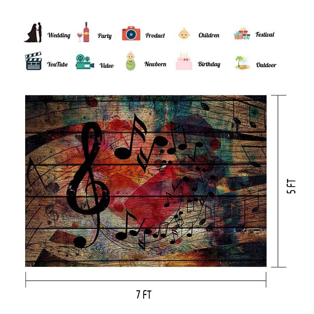 Music Notation Backdrop for Party Decorations 7x5ft,