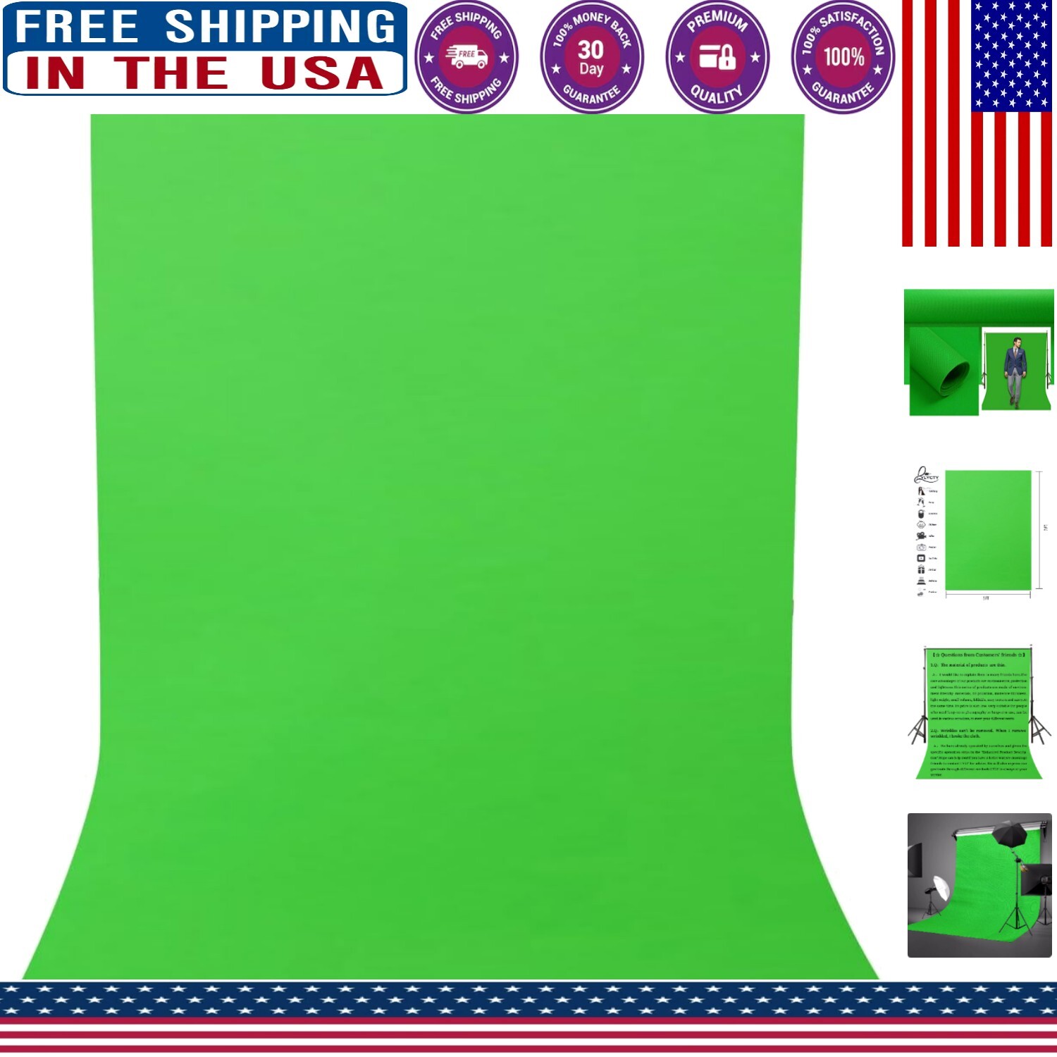 5x7ft Green Screen Non-Woven Backdrop – Perfect for Professional Photography