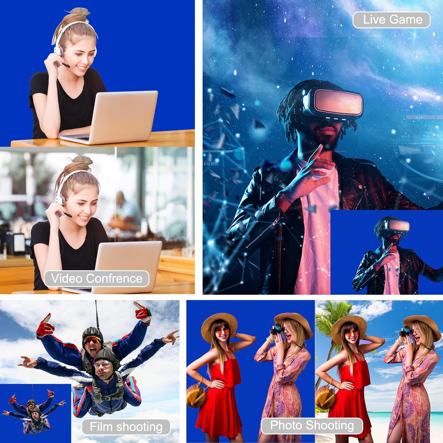 Aimosen 10X7 FT Royal Blue Screen Backdrop for Photography, Chromakey Blue Photo