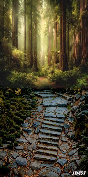10’x20’CP Forest Stone Steps Scenic Microfiber Fabric background backdrop SD437