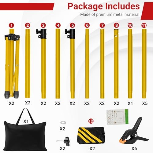 10×8.5 FT Backdrop Stand for Parties, Adjustable Photo Backdrop 10×8.5ft Gold