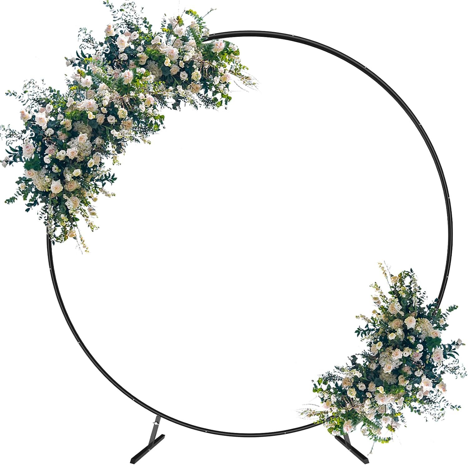 HEOMU Round Backdrop Balloon Arch Stand 7.3FT Gold Metal Art Deco