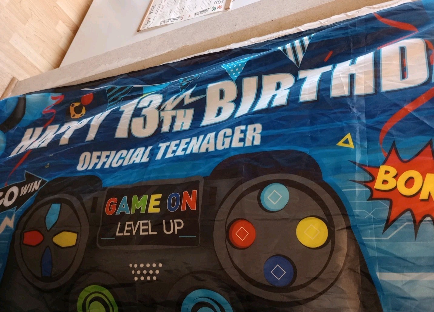 13th Video Game Happy Birthday Decoration Backdrop Banner Official Teenager