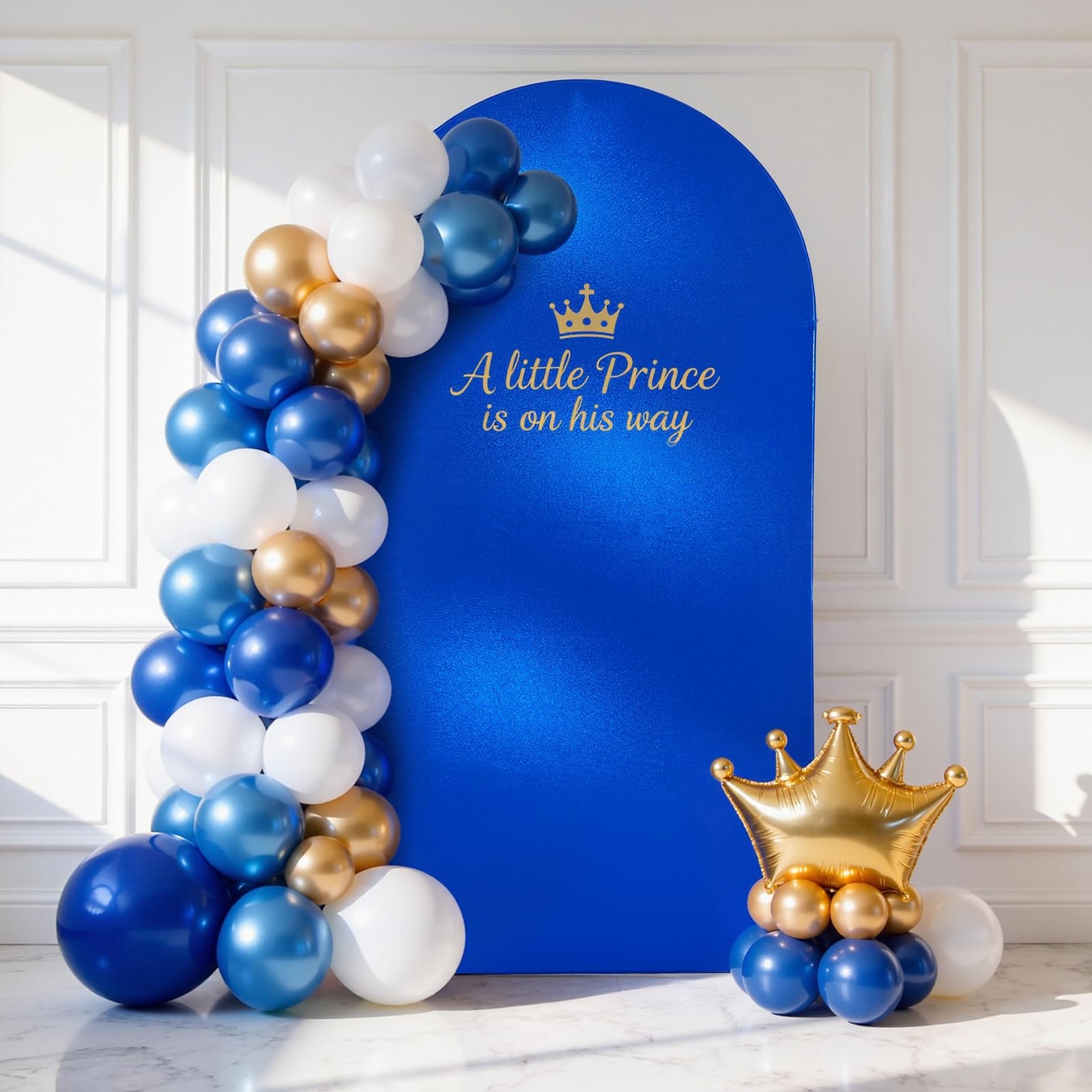 Shimmer Royal Blue Arch Backdrop Cover 7.2ft,Glitter Spandex Fitted Chiara Co…