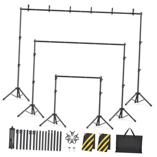 Backdrop Stand Kit – 6 Widths Adjustable Background Stand for Parties 10×7.5ft