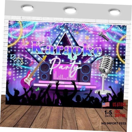 Karaoke Party Backdrop Electric Large Rock Star Music Theme Singing 7x5ft