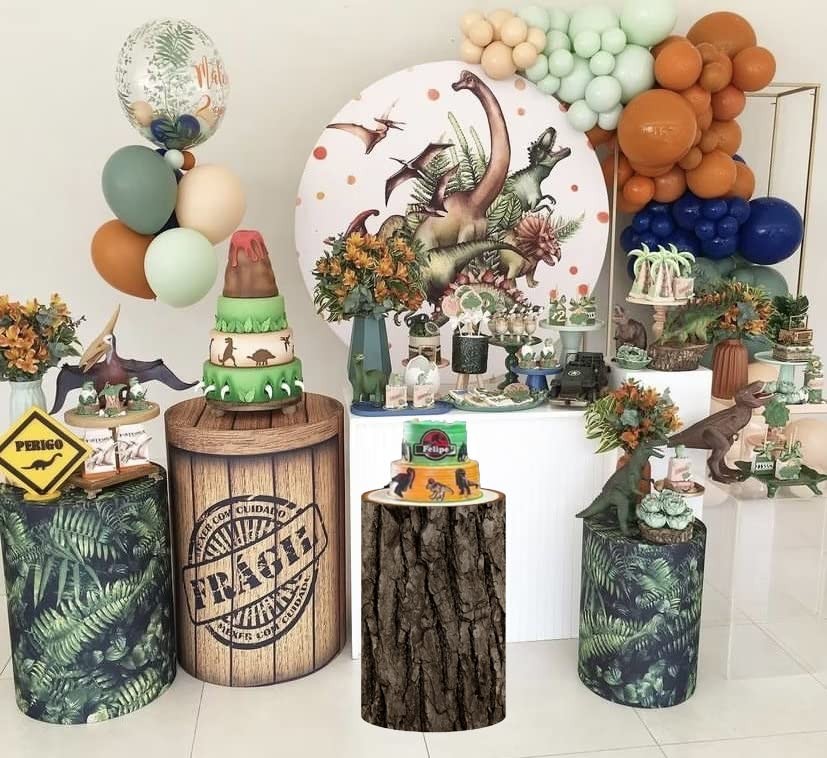 KOKPON Dinosaur Cylinder Plinth Cover for Party Decorations – Park Theme Pede…