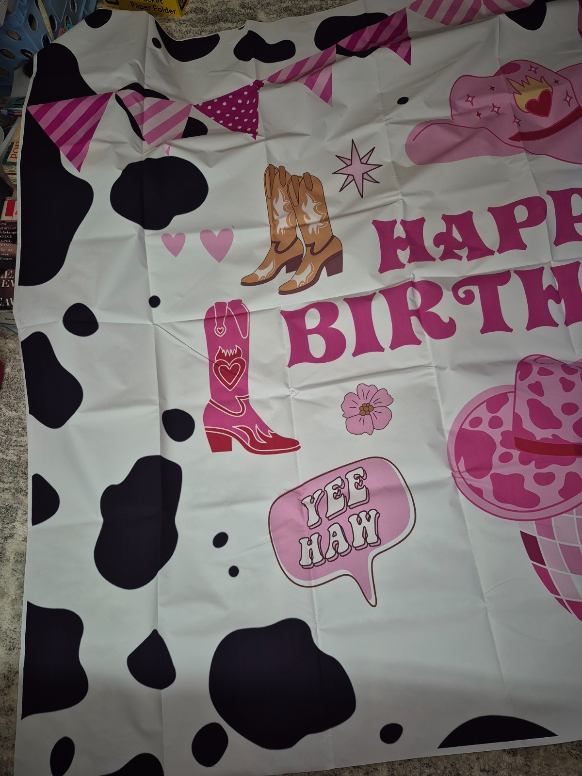 8x5ft Backdrop Girl Pink Cowgirl Birthday Western Theme- NEW