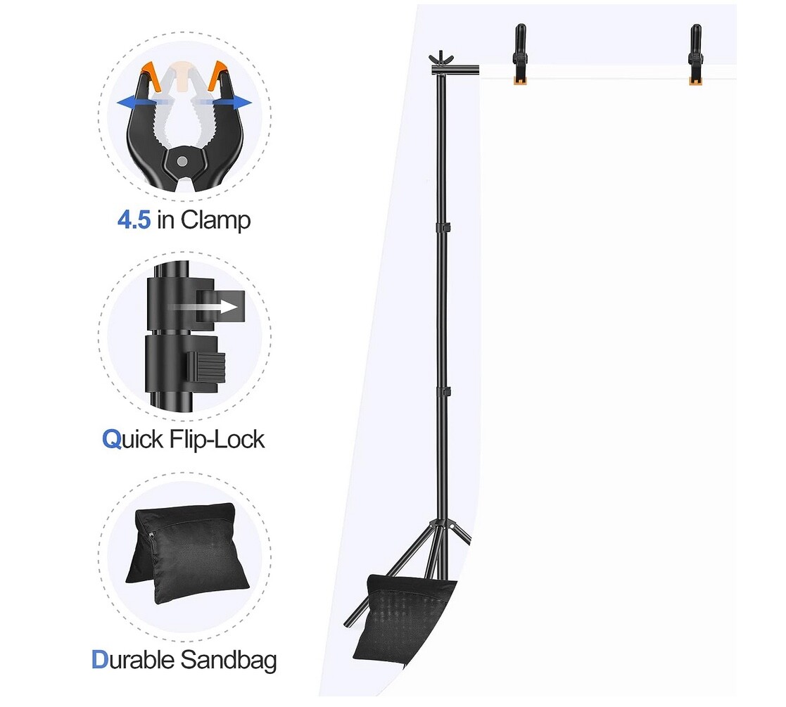 Photography Photo Studio Stand Background Support System 10 x 7 ft with Case
