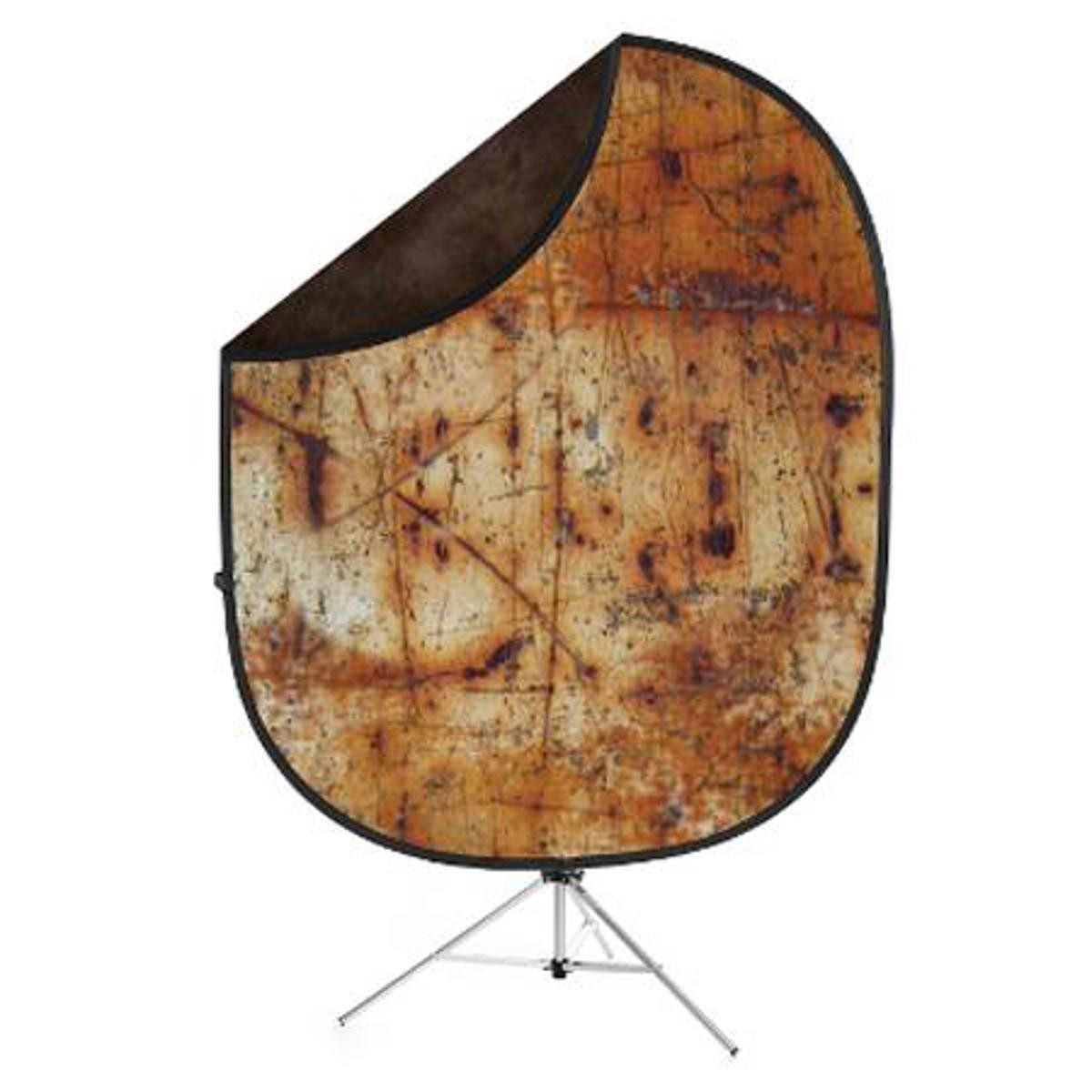 Savage 5×7′ Collapsible Backdrop with 8′ Aluminum Stand, Brown/Industrial Grunge