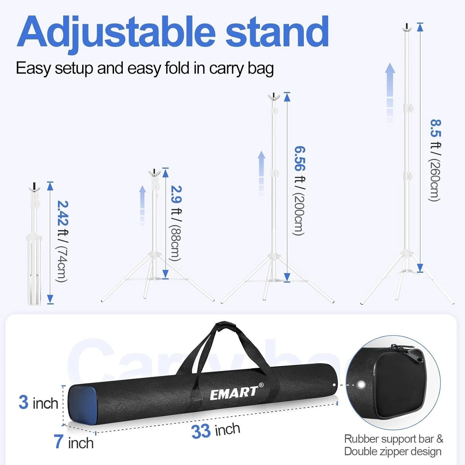 Backdrop Stand 10×8.5ftWxH Photo Studio Adjustable Background Stand Support k…