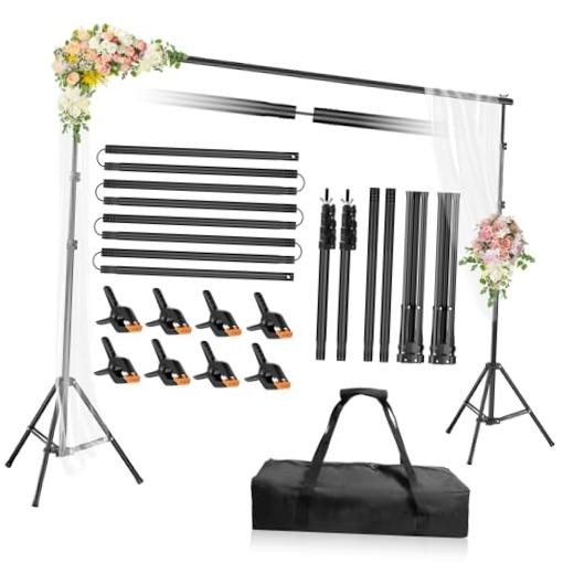 Backdrop Stand 10x7ft(WxH), Photo Studio Adjustable Background 7x10ft Black