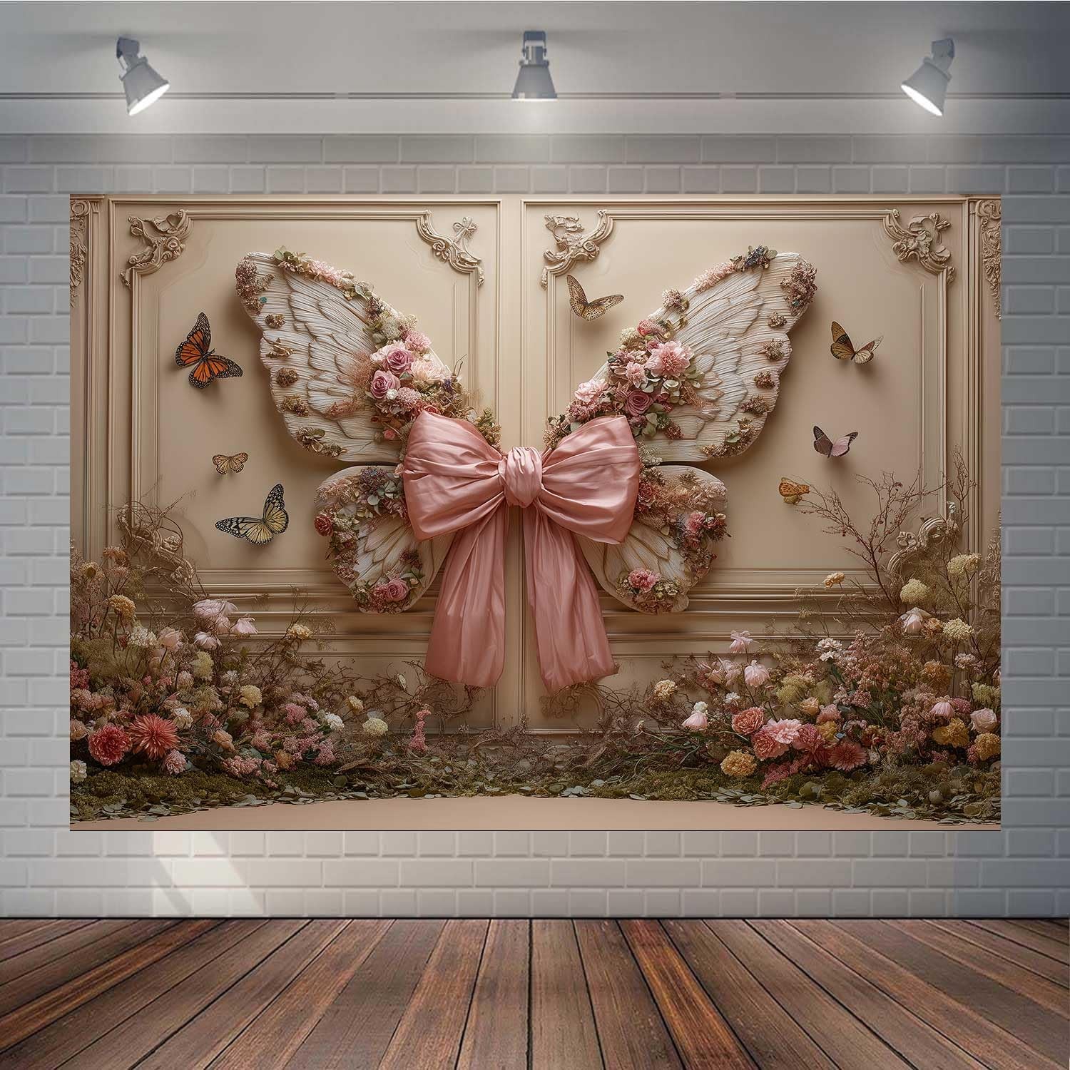 7×5ft Bow Butterfly Backdrop, Butterfly Wings Backdrop, Girls Party Decoratio…