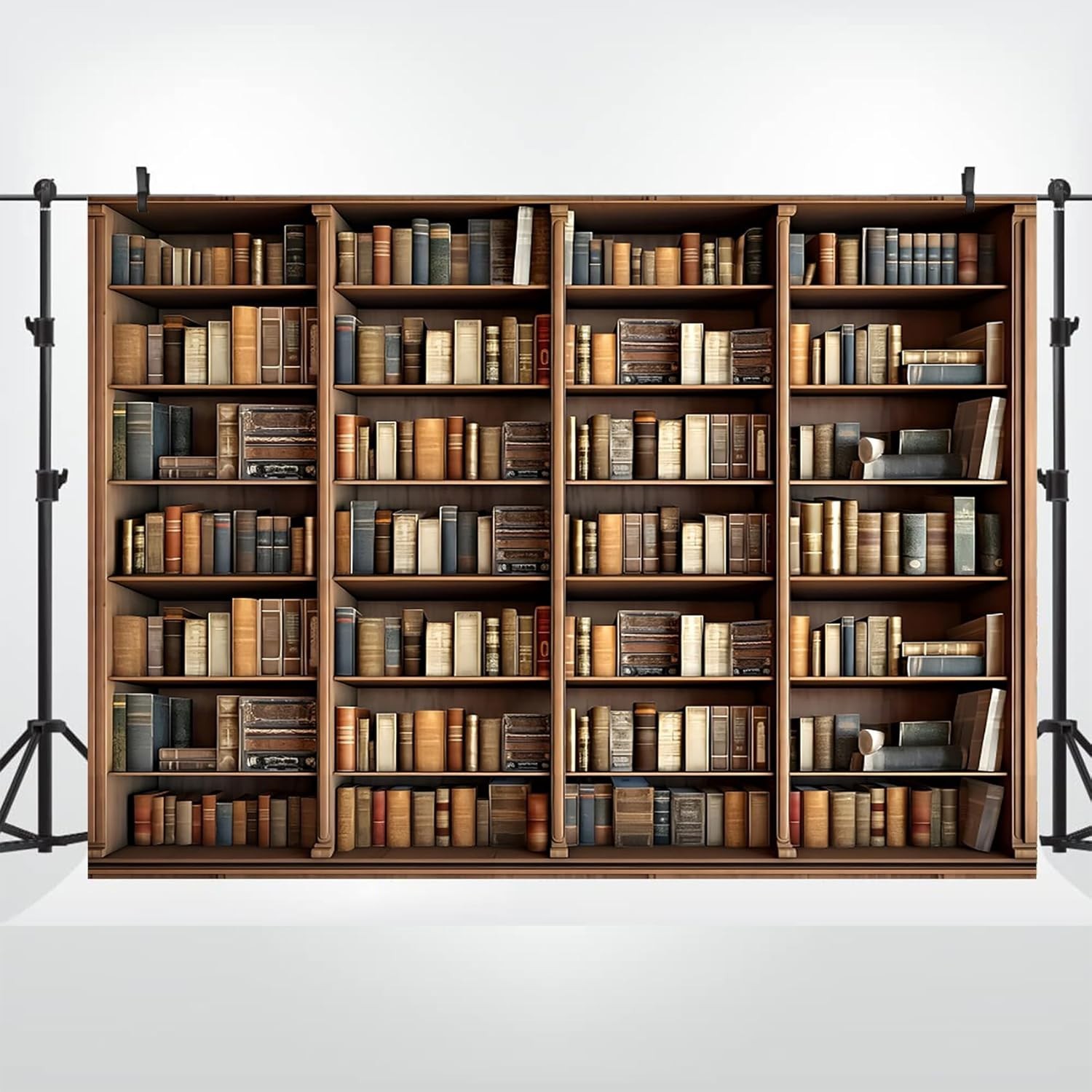 12x10ft Bookshelf Backdrop Vintage Bookcase Theme Photography Background