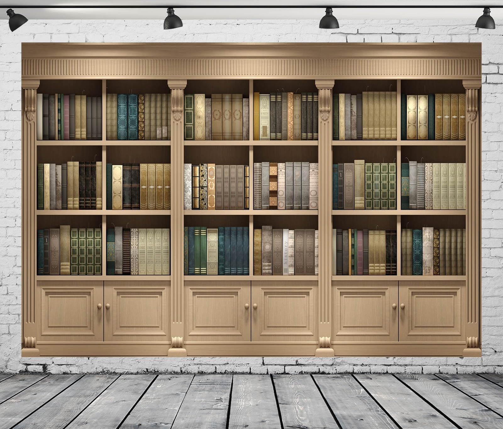 7x5ft Fabric Bookshelf Backdrop Library Study Room Office Bookcase Books Back…