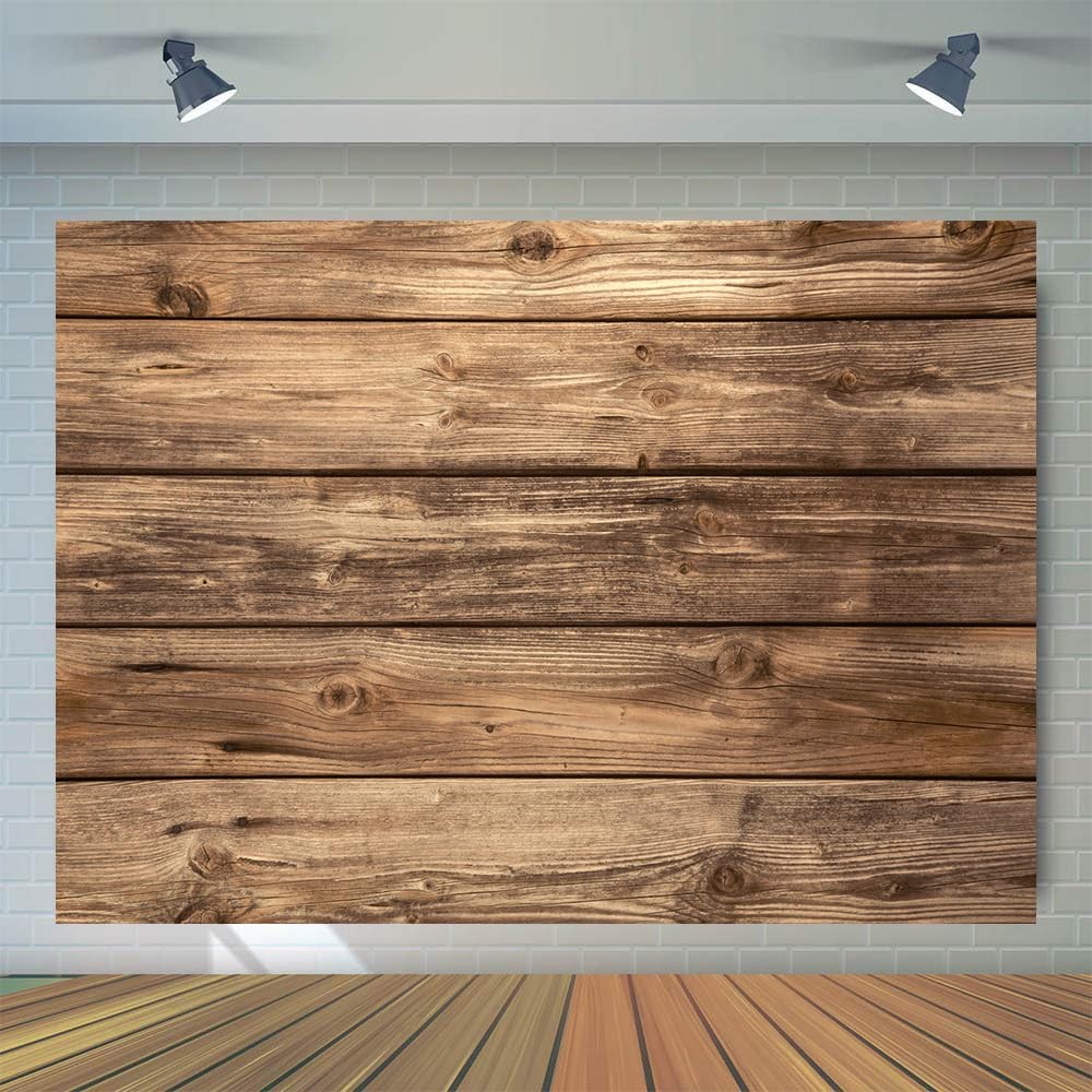WOLADA 7x5FT Rustic Wood Wall Backdrop Natural Brown Wooden Board Photography…