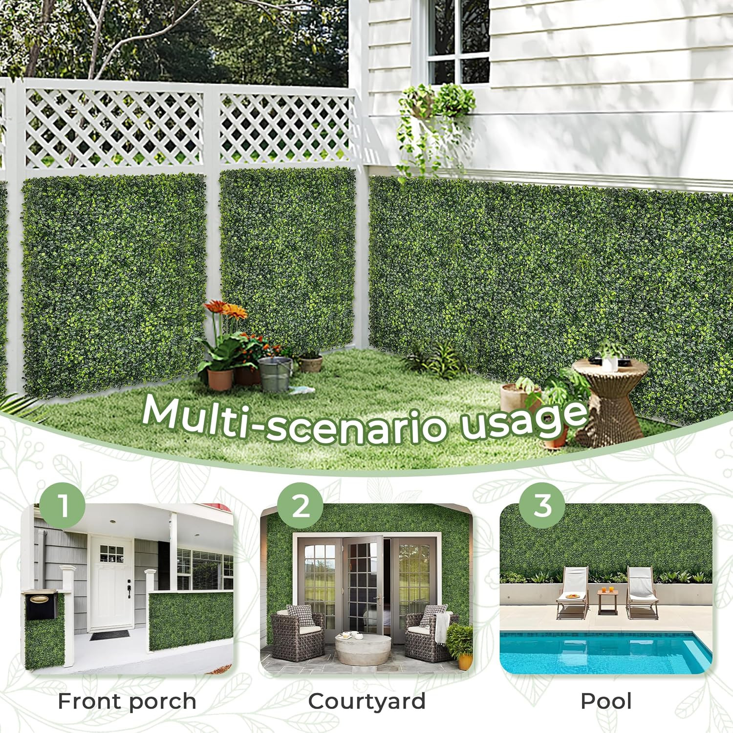Artificial Boxwood Backdrop Roll: 40″X120″ (33.5 Sqft) Uv-Anti Greenery Faux Gra