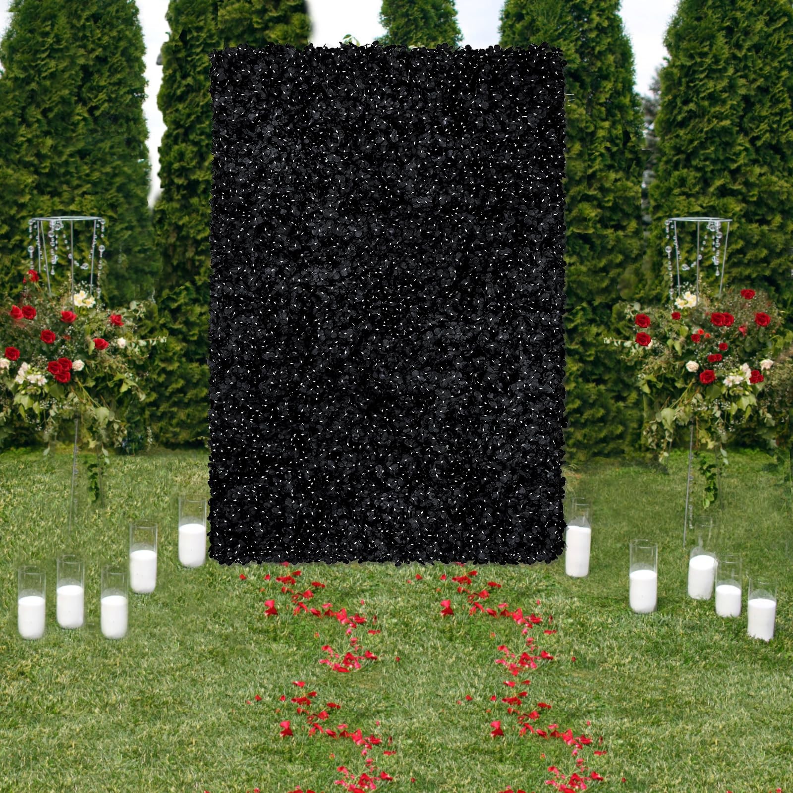 Black Flower Backdrop Artificial Wall Mat 7×4.6ft 3D 7ftx4.6ft,