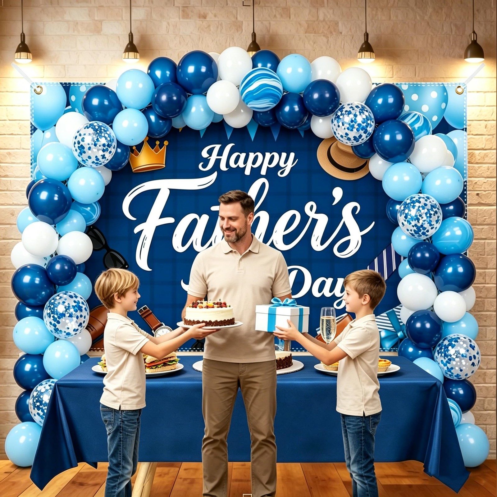 55PCS Fathers Day Paryt Kit – 6x4FT Happy Fathers Day Banner with 50 Balloons…