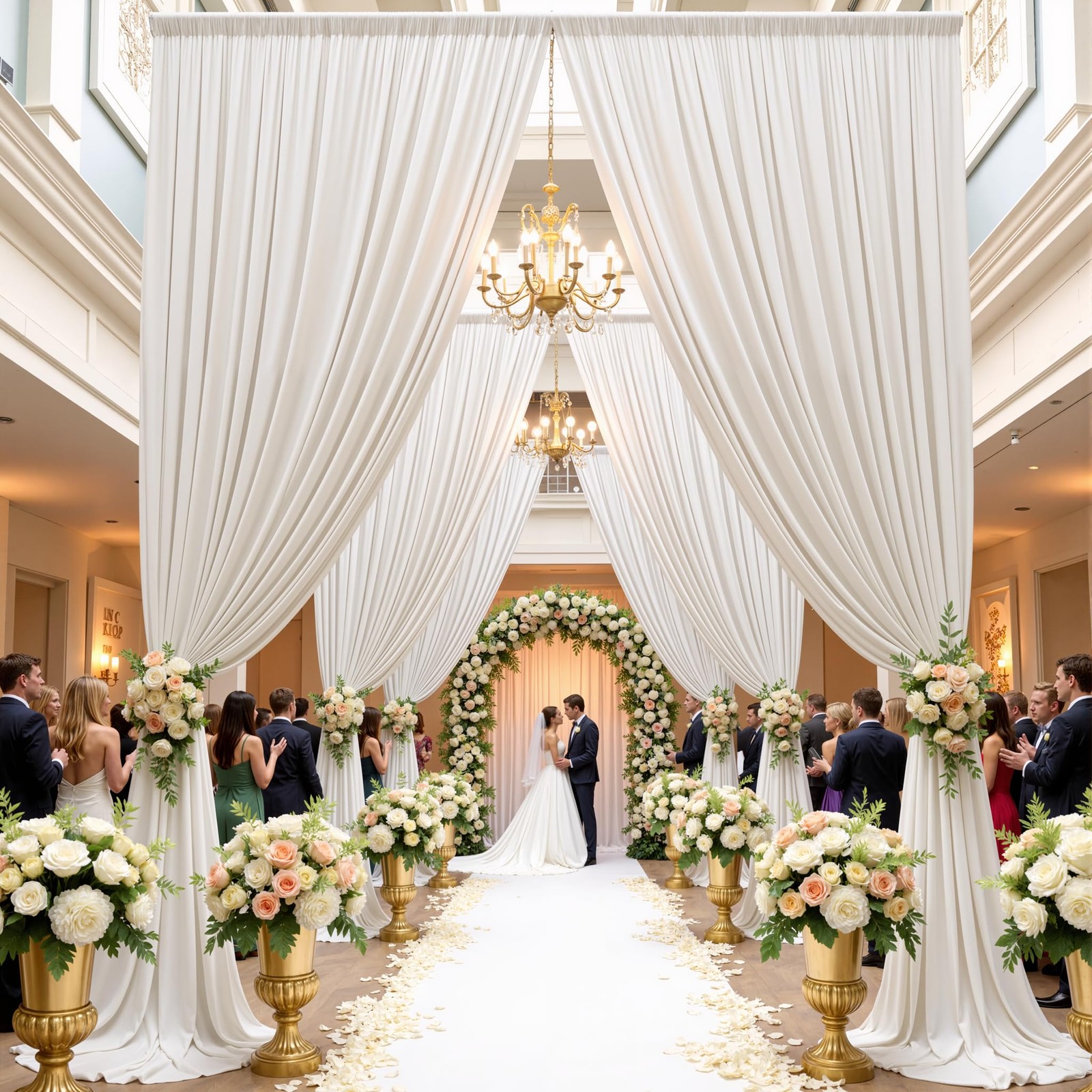 2 PCS 10x15FT Ivory Backdrop Curtain Wrinkle Free Polyester Photography Drape