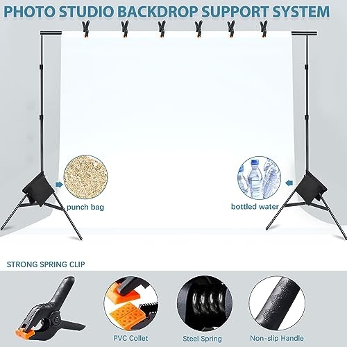 Photo Video Studio 10x7Ft (WxH) Adjustable Background Stand Backdrop black