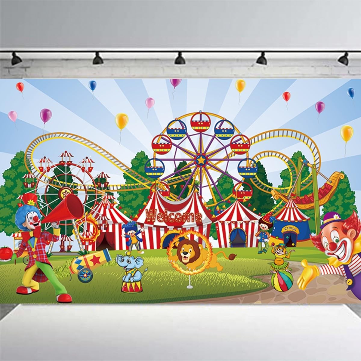 LOONELO Large Circus Carnival Backdrop with 70.8 inches x 43.3 inches, Blue
