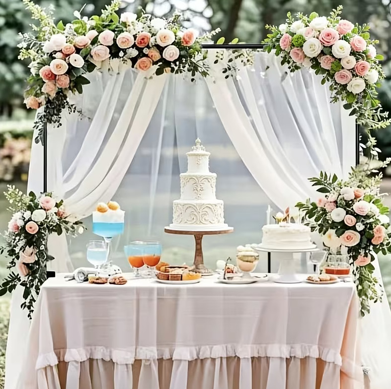 Adjustable Table Arch Stand with Clamps, Metal Backdrop Frame for Wedding & Part