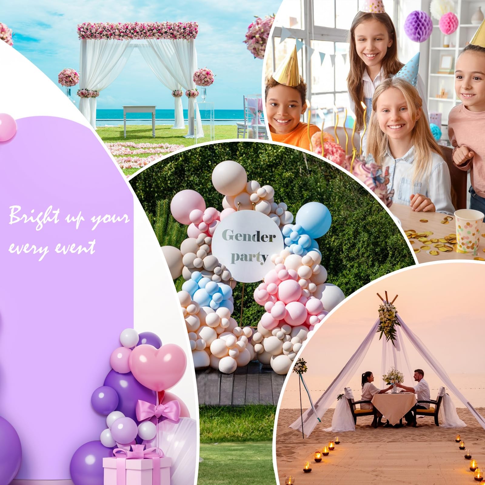 8FT Wedding Arch Cover Set 6.6FT Purple Spandex Backdrop for Events