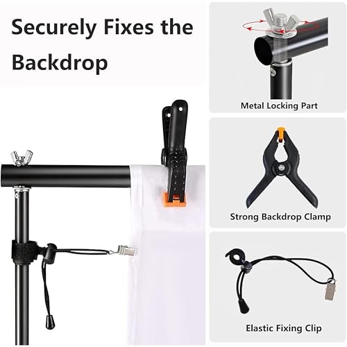 Photo Backdrop Stand 9ft x 10ft Photograhy Adjustable Background 9x10ft Black