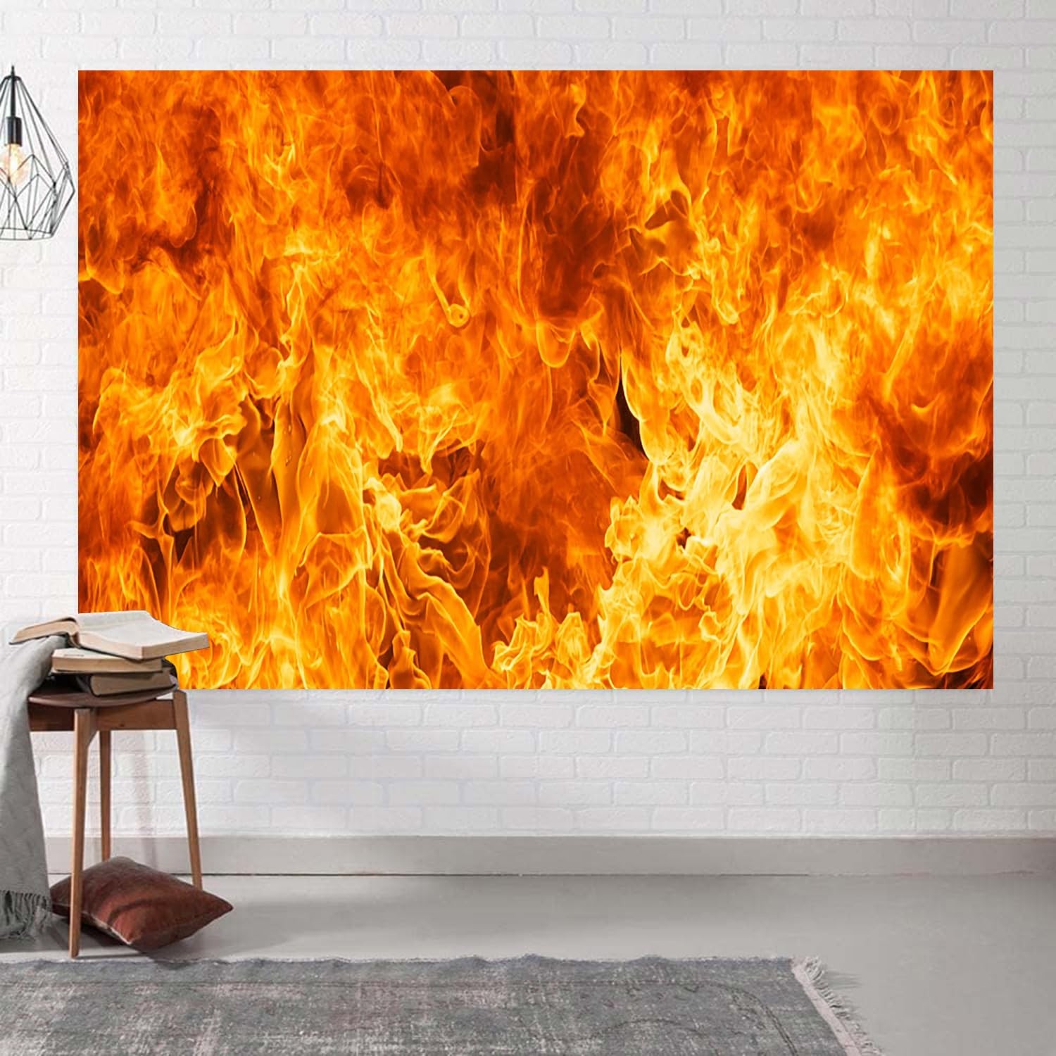 7x5FT Raging Fire Burning Flame Photography Backdrop Firefighter Party Prop