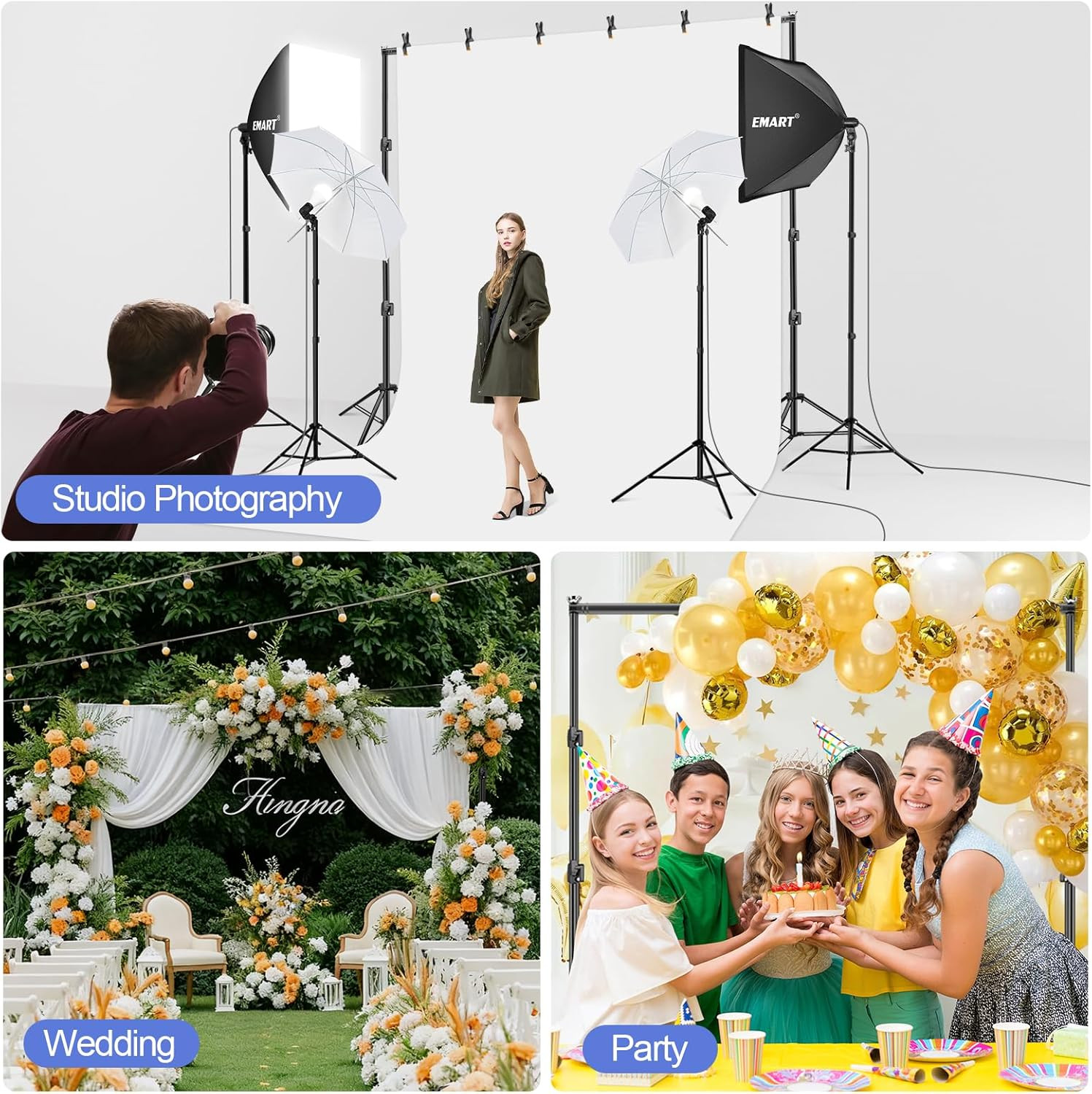 8.5X10Ft Green Screen Backdrop Kit with Sand Bag, Photography Background Support