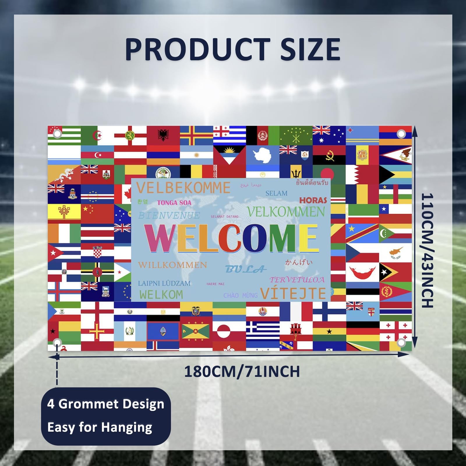 2026 World Cup Backdrop Banner Football Decor Background for Classroom, Office