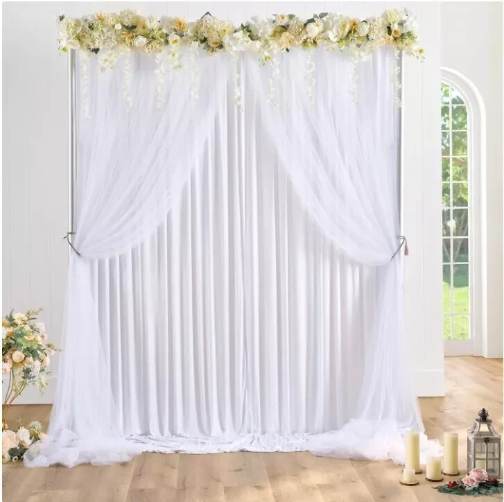 DASHAN 10x8ft Wedding Backdrop for Photography White Green Floral Flowers Garlan