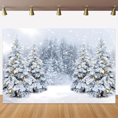 Winter Wonderland Backdrop Glitter Snowy Forest Landscape Photography 10x8ft