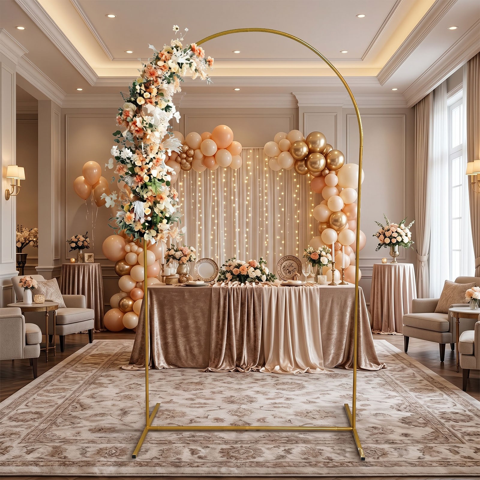 Gold Iron Arch Frame For Weddings & Parties Durable Metal Support (0.65*1.5m)