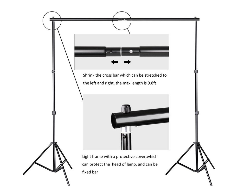 Photo Video Studio 10x7ft Adjustable Backdrop Support System Clamps & Carry Bag
