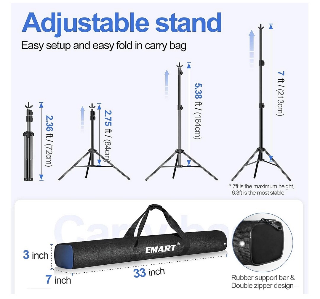 Photography Photo Studio Stand Background Support System 10 x 7 ft with Case