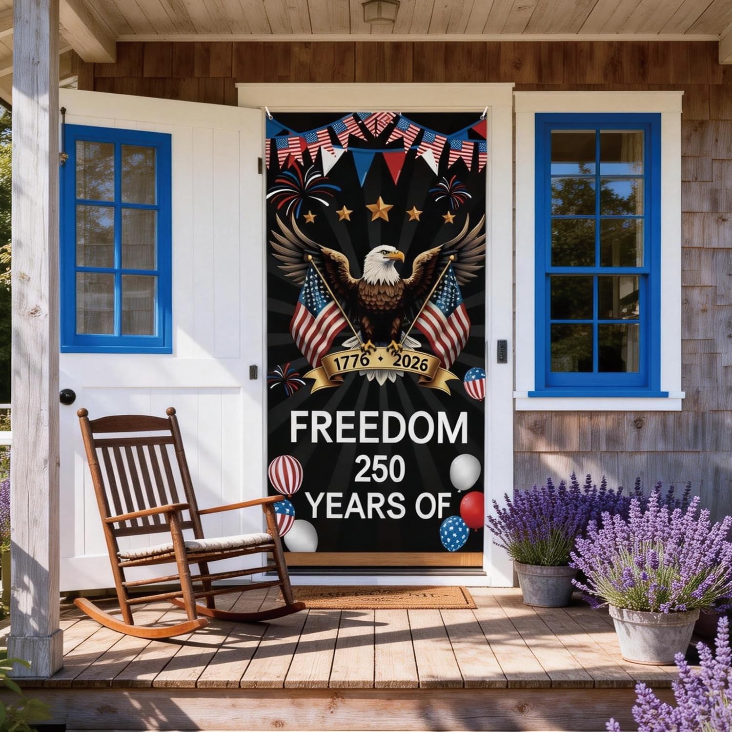 American 1776-2026 Door Backdrop 250 Years America Backdrop Door Banner 71X35In