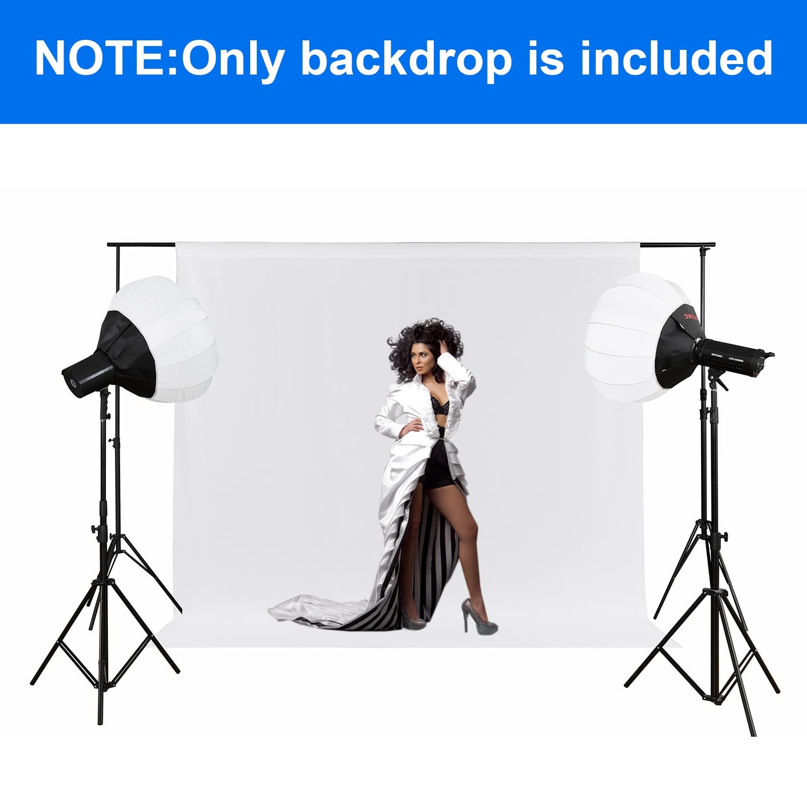 7x10Ft White Photography Backdrop Foldable Screen for Photoshoot Zoom Meeting