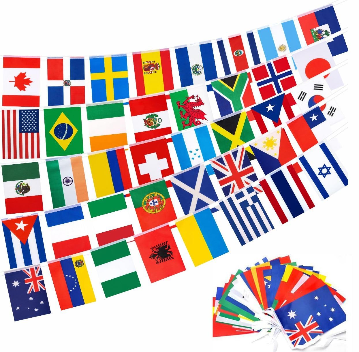 226 Countries International World String Flags Banner Set – 235ft Small Mini …