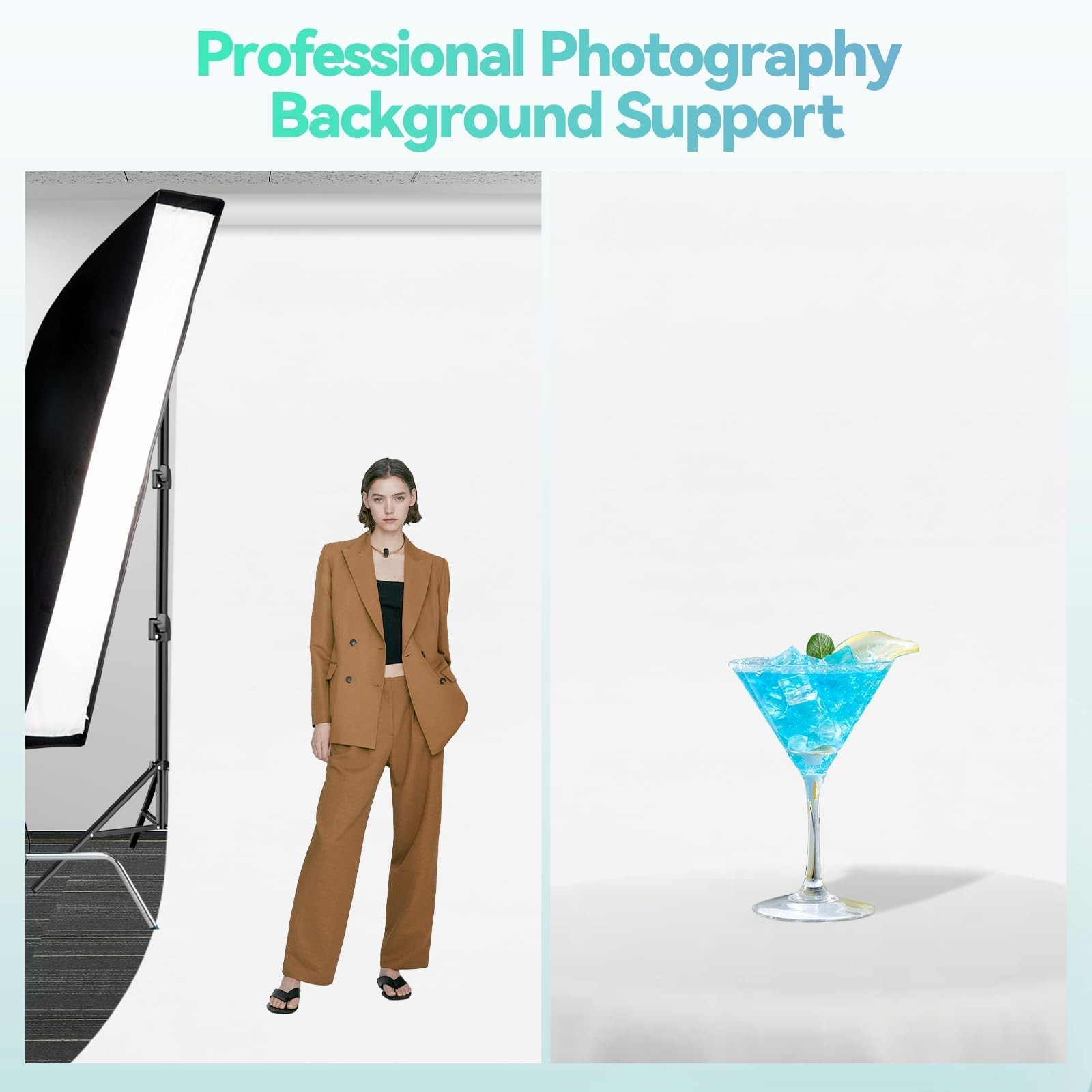 EMART Portable Photography Backdrop 10*10ft Stand/10*20ft Backdrop, White