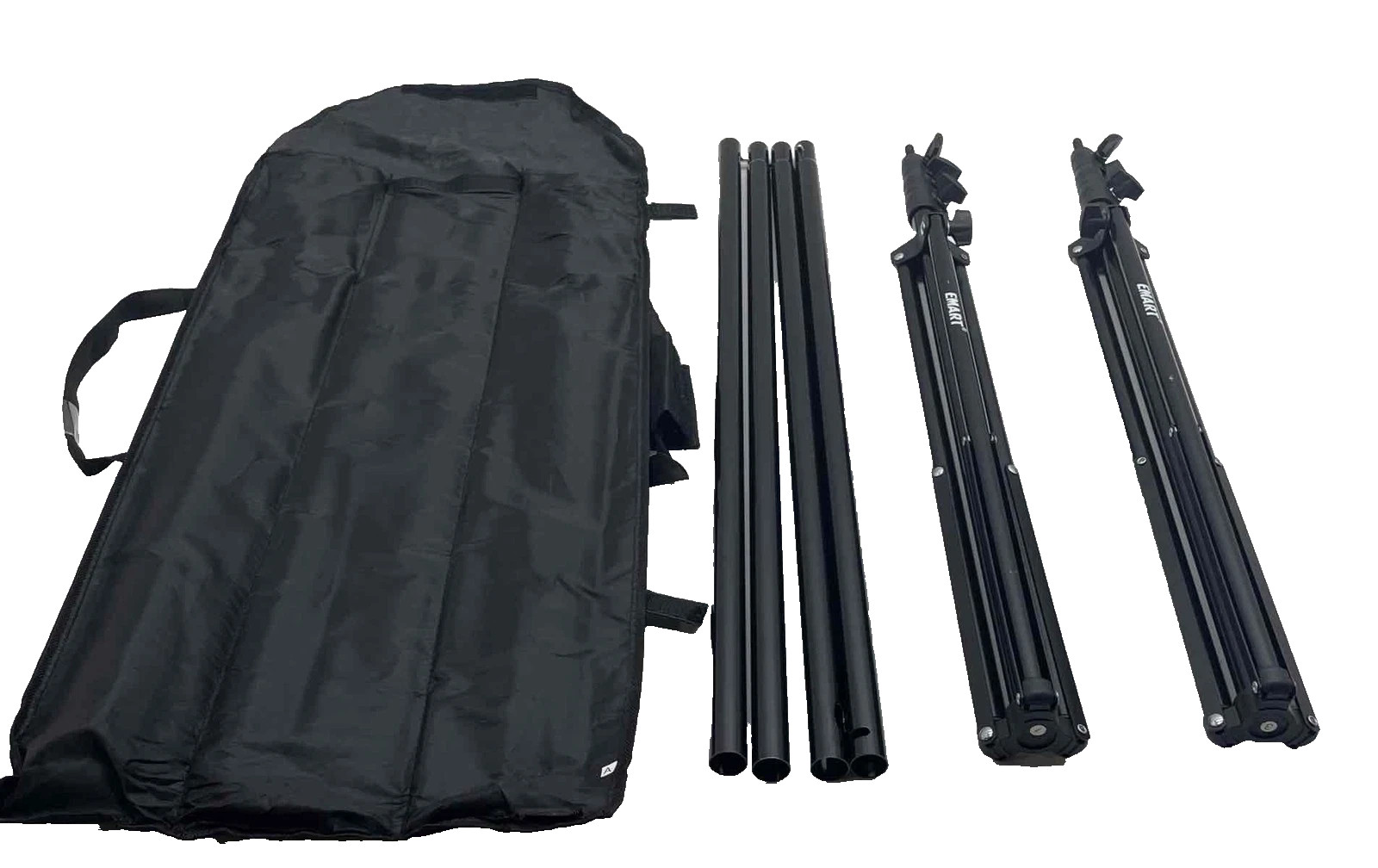Emart Black Back Drop Stand 7ftx10ft Adjustable Legs with Carrying Case S1