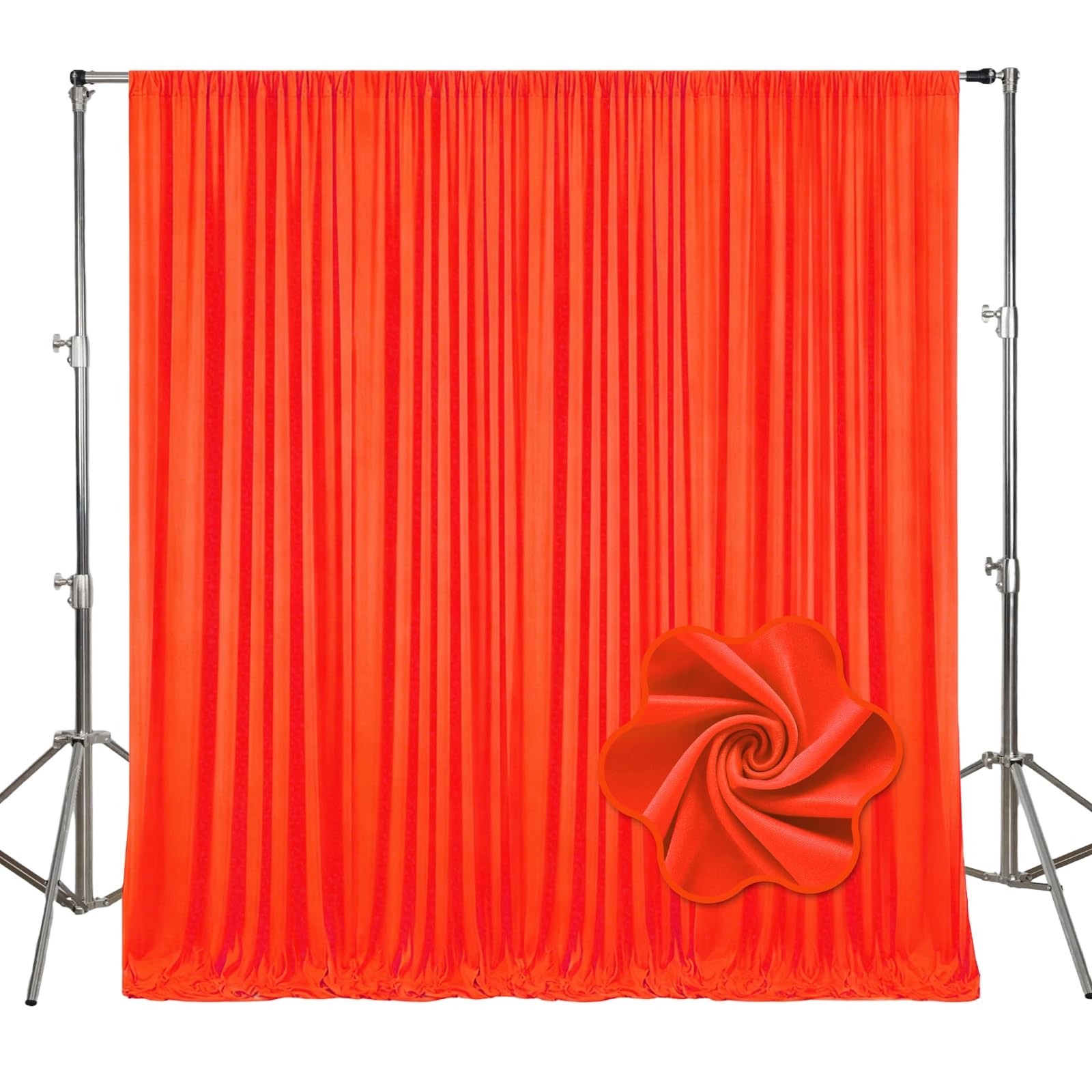 2 PCS 10Ft x 7Ft Deep Orange Polyester Fabric Backdrop Curtains Party Drapes