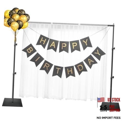 Backdrop Stand, 6.5×10 ft Adjustable Photo Background Pipe and 6.5x10ft Black