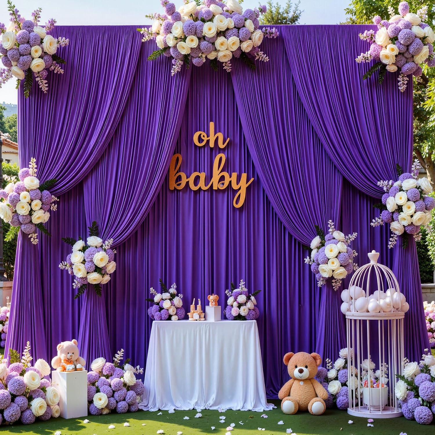 10Ft X 10Ft Wrinkle Free Purple Backdrop Curtain for Parties, Polyester Backdrop