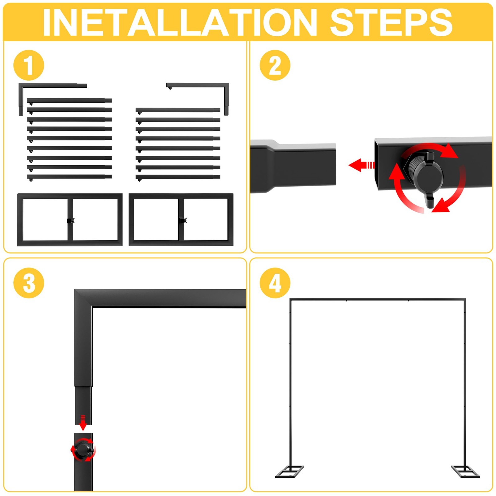 Heavy Duty Backdrop Stand 8ft x 8ft Black Pipe and Drape Backdrop Stand Kit A…