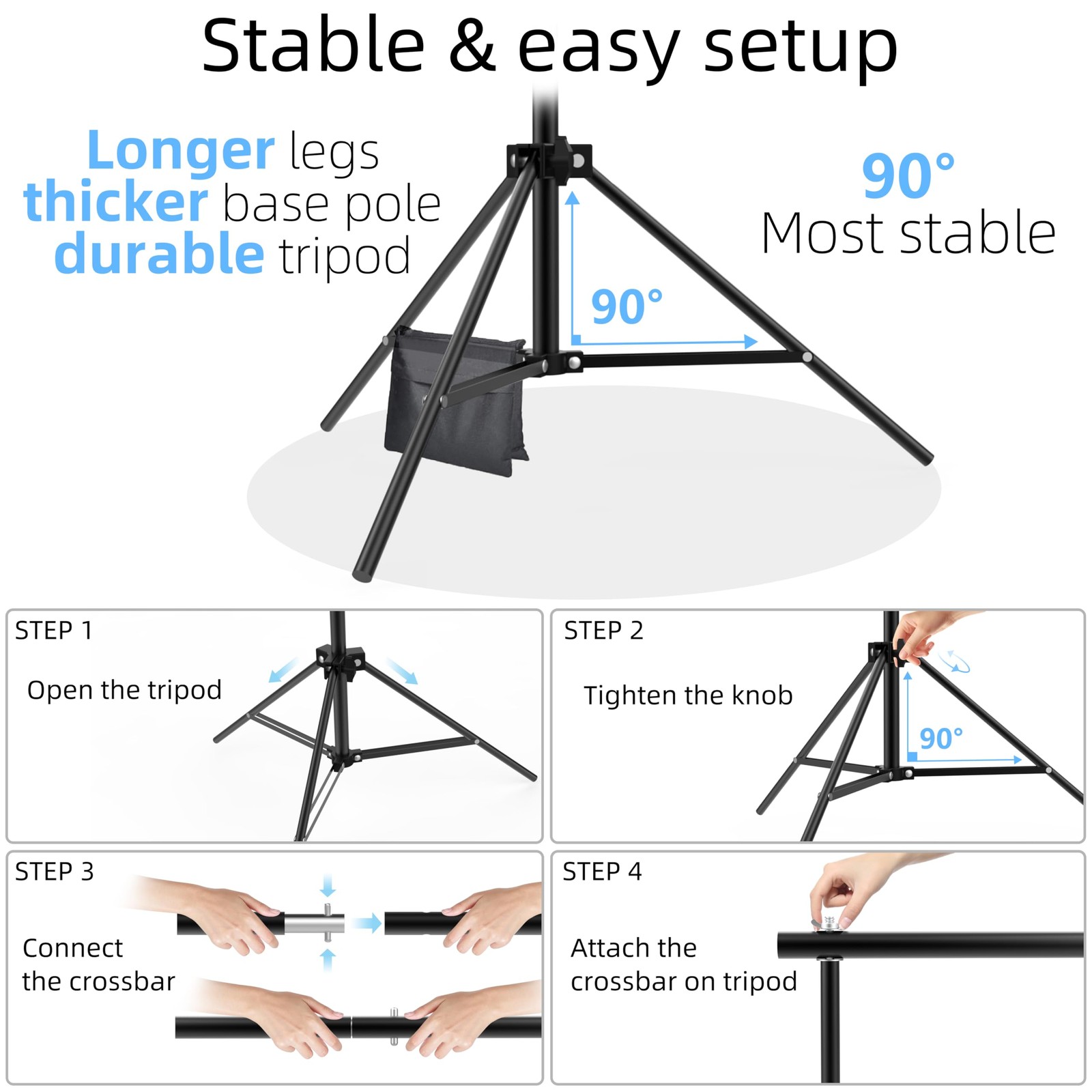 Photo Backdrop Stand, 10x9ft(WxH) Adjustable Photography Backdrop Stand, Alum…