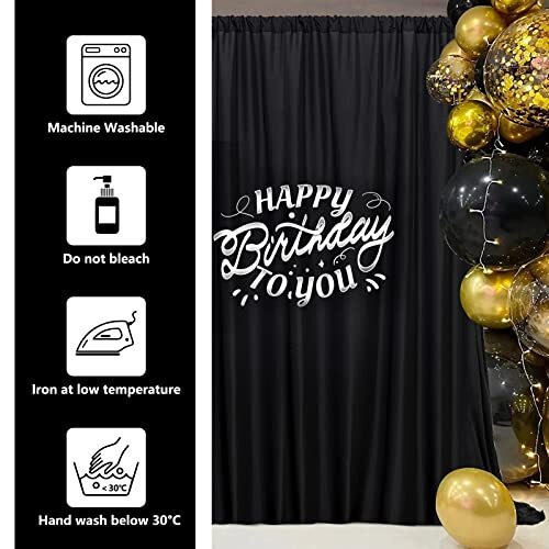Black Backdrop Curtain for Party Black Background Curtains Rod Pocket Backdro…