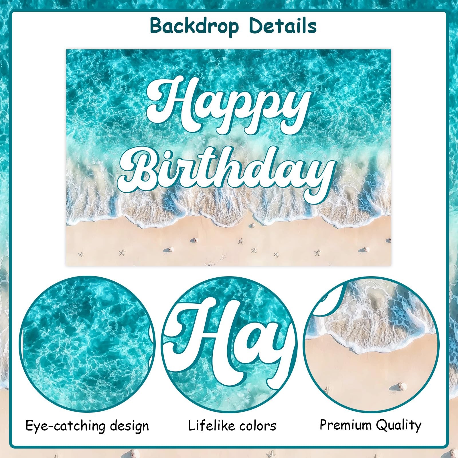 Ocean Waves Birthday Party Decorations 5 * 3ft Ocean-Beach Happy-Birthday Bac…