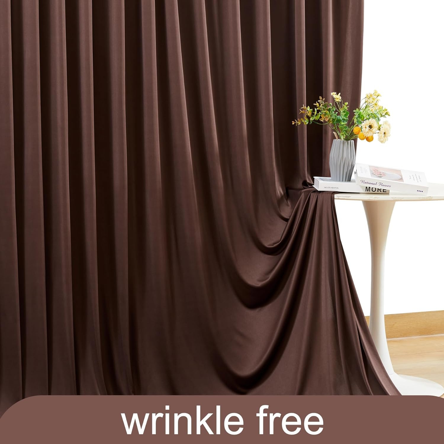10X10 Brown Backdrop Curtain for Parties Wedding Wrinkle Free Brown Photo Curtai
